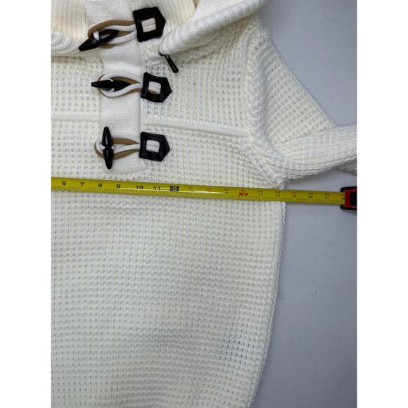 LCR Men’s Ivory hooded waffle knit wool blend sweater in size M. - Picture 5 of 8